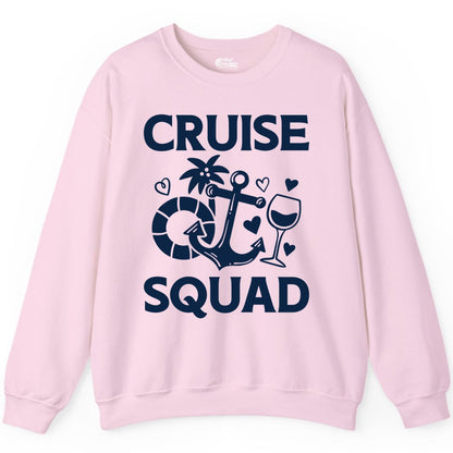 Cruise Squad Shirt - Funny Cruise Group Shirt for Vacation Parties (Sweatshirt) in Light Pink - Cruise Squad Shirt - Fun Nautical Anchor Wine Glass Group Party Tee