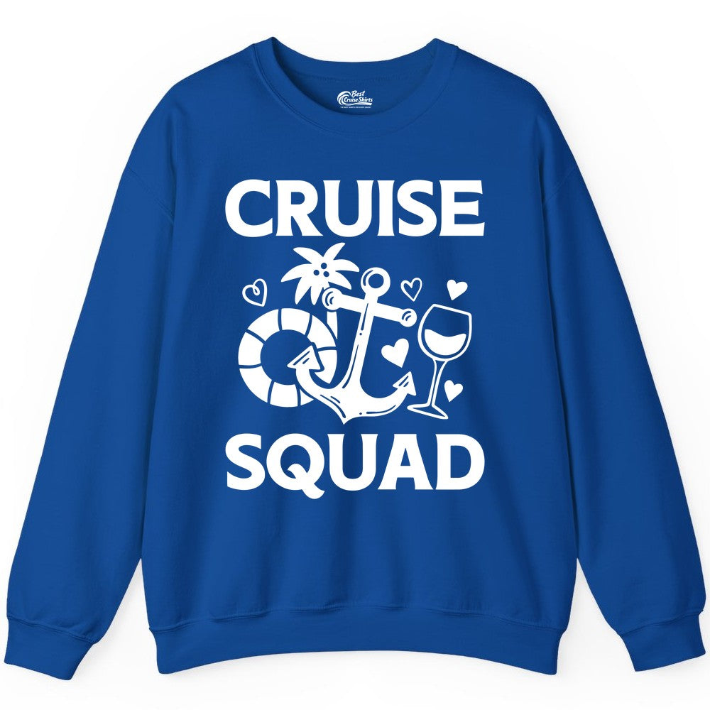 Cruise Squad Shirt - Funny Cruise Group Shirt for Vacation Parties (Sweatshirt) in Royal - Cruise Squad Shirt - Fun Nautical Anchor Wine Glass Group Party Tee