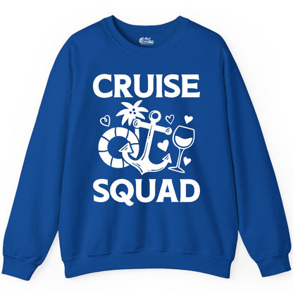 Cruise Squad Shirt - Funny Cruise Group Shirt for Vacation Parties (Sweatshirt) in Royal - Cruise Squad Shirt - Fun Nautical Anchor Wine Glass Group Party Tee