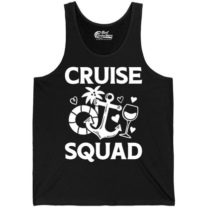 Cruise Squad Shirt - Funny Cruise Group Shirt for Vacation Parties (Tank Top) in Black - Cruise Squad Shirt - Fun Nautical Anchor Wine Glass Group Party Tee