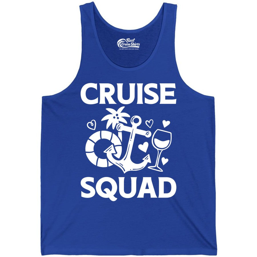 Cruise Squad Shirt - Funny Cruise Group Shirt for Vacation Parties (Tank Top) in True Royal - Cruise Squad Shirt - Fun Nautical Anchor Wine Glass Group Party Tee