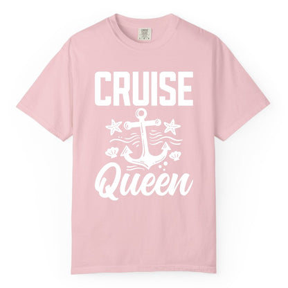 Cruise Queen Shirt - Nautical Anchor & Starfish Fun Cruise Shirt (Comfort Color) in Blossom - Cruise Queen Shirt - Nautical Anchor and Starfish Graphic Tee