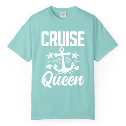 Cruise Queen Shirt - Nautical Anchor & Starfish Fun Cruise Shirt (Comfort Color) in Chalky Mint - Cruise Queen Shirt - Nautical Anchor and Starfish Graphic Tee