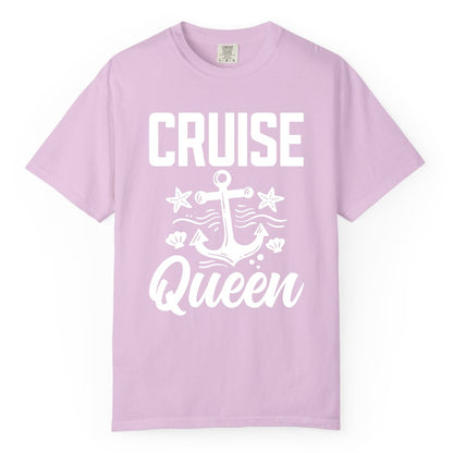 Cruise Queen Shirt - Nautical Anchor & Starfish Fun Cruise Shirt (Comfort Color) in Orchid - Cruise Queen Shirt - Nautical Anchor and Starfish Graphic Tee