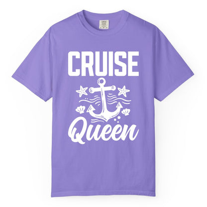 Cruise Queen Shirt - Nautical Anchor & Starfish Fun Cruise Shirt (Comfort Color) in Violet - Cruise Queen Shirt - Nautical Anchor and Starfish Graphic Tee