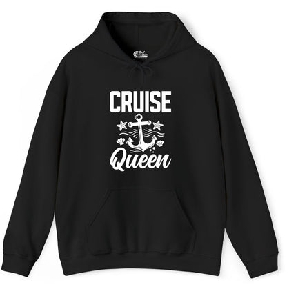 Cruise Queen Shirt - Nautical Anchor & Starfish Fun Cruise Shirt (Hoodie) in Black - Cruise Queen Shirt - Nautical Anchor and Starfish Graphic Tee