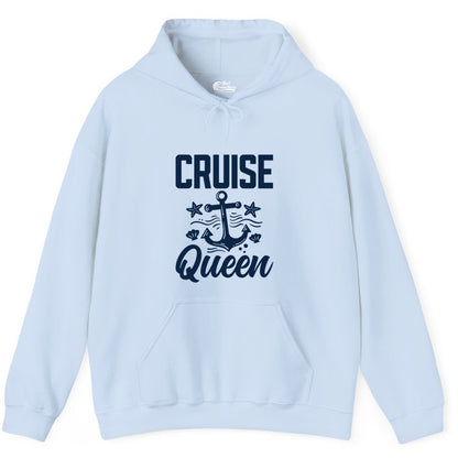 Cruise Queen Shirt - Nautical Anchor & Starfish Fun Cruise Shirt (Hoodie) in Light Blue - Cruise Queen Shirt - Nautical Anchor and Starfish Graphic Tee