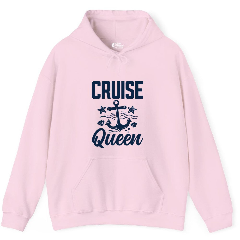 Cruise Queen Shirt - Nautical Anchor & Starfish Fun Cruise Shirt (Hoodie) in Light Pink - Cruise Queen Shirt - Nautical Anchor and Starfish Graphic Tee