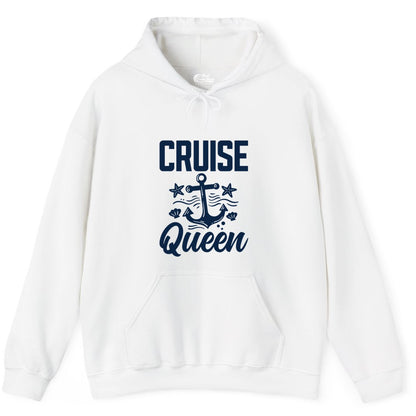 Cruise Queen Shirt - Nautical Anchor & Starfish Fun Cruise Shirt (Hoodie) in White - Cruise Queen Shirt - Nautical Anchor and Starfish Graphic Tee