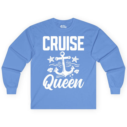 Cruise Queen Shirt - Nautical Anchor & Starfish Fun Cruise Shirt (Long Sleeve) in Carolina Blue - Cruise Queen Shirt - Nautical Anchor and Starfish Graphic Tee
