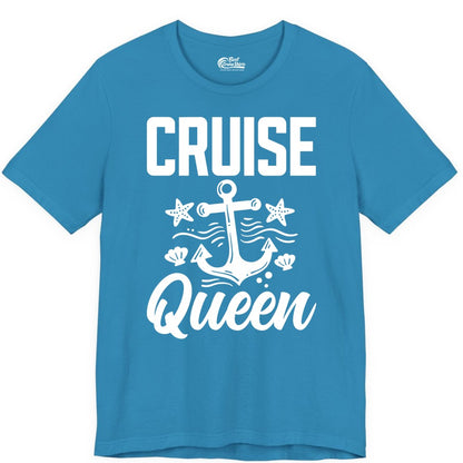 Cruise Queen Shirt - Nautical Anchor & Starfish Fun Cruise Shirt (Premium Tee) in Aqua - Cruise Queen Shirt - Nautical Anchor and Starfish Graphic Tee