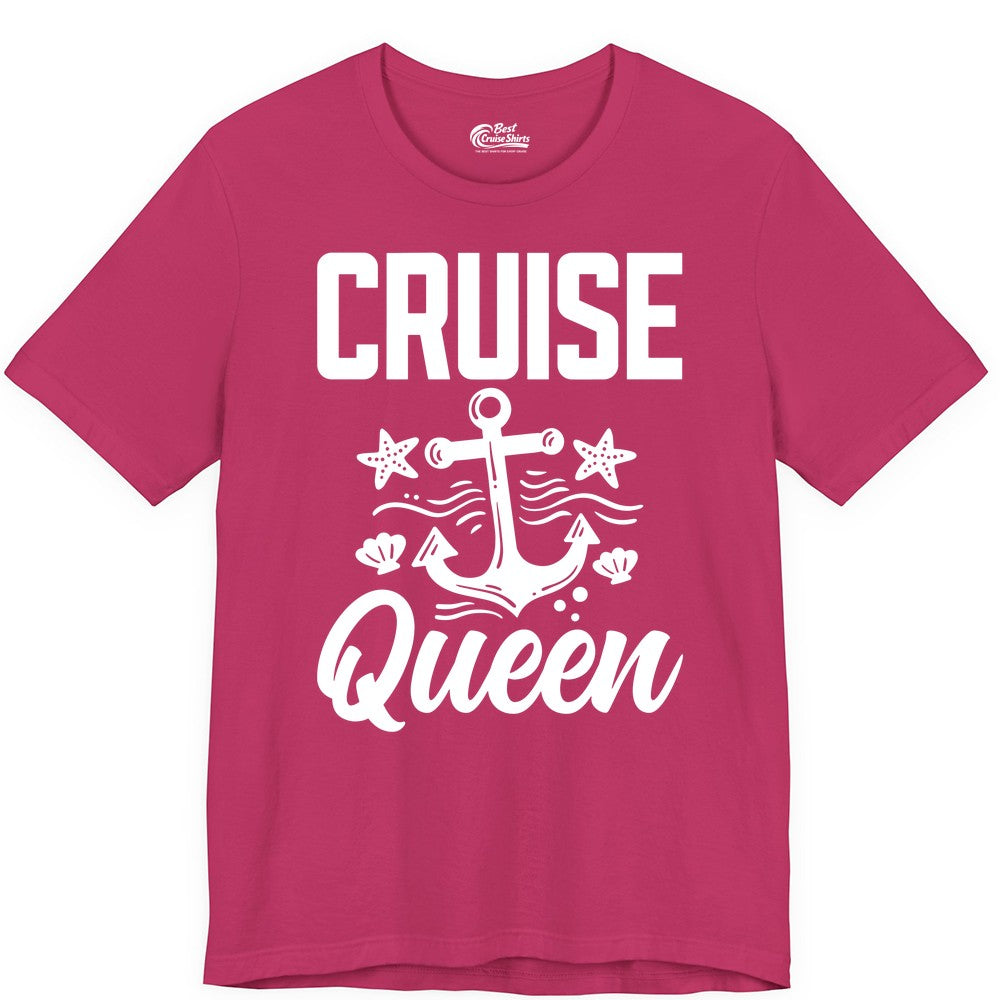 Cruise Queen Shirt - Nautical Anchor & Starfish Fun Cruise Shirt (Premium Tee) in Berry - Cruise Queen Shirt - Nautical Anchor and Starfish Graphic Tee