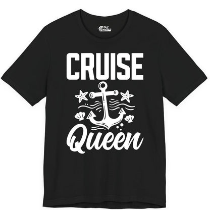 Cruise Queen Shirt - Nautical Anchor & Starfish Fun Cruise Shirt (Premium Tee) in Black - Cruise Queen Shirt - Nautical Anchor and Starfish Graphic Tee