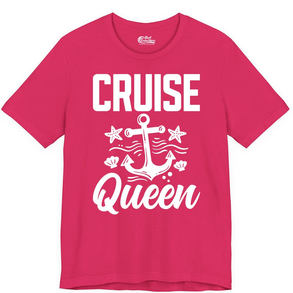 Cruise Queen Shirt - Nautical Anchor & Starfish Fun Cruise Shirt (Premium Tee) in Fuchsia - Cruise Queen Shirt - Nautical Anchor and Starfish Graphic Tee