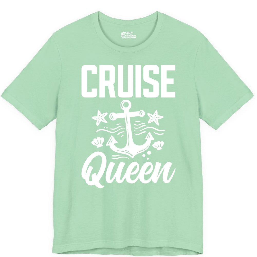 Cruise Queen Shirt - Nautical Anchor & Starfish Fun Cruise Shirt (Premium Tee) in Mint - Cruise Queen Shirt - Nautical Anchor and Starfish Graphic Tee