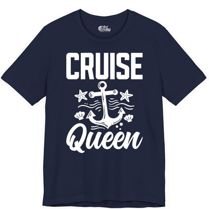 Cruise Queen Shirt - Nautical Anchor & Starfish Fun Cruise Shirt (Premium Tee) in Navy - Cruise Queen Shirt - Nautical Anchor and Starfish Graphic Tee