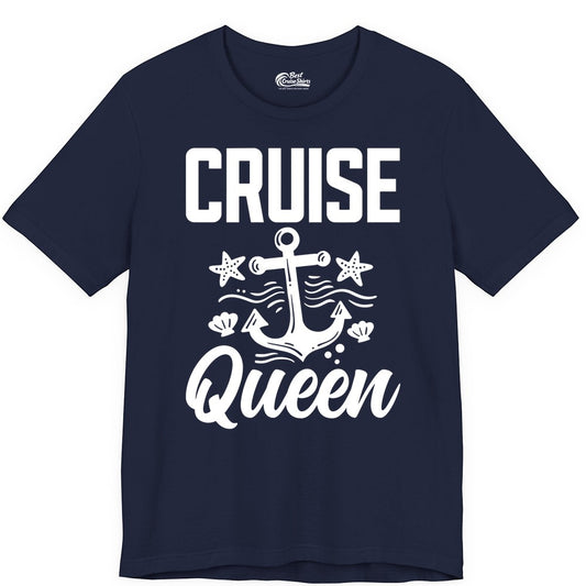 Cruise Queen Shirt - Nautical Anchor & Starfish Fun Cruise Shirt (Premium Tee) in Navy - Cruise Queen Shirt - Nautical Anchor and Starfish Graphic Tee