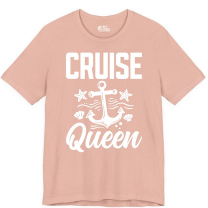 Cruise Queen Shirt - Nautical Anchor & Starfish Fun Cruise Shirt (Premium Tee) in Peach - Cruise Queen Shirt - Nautical Anchor and Starfish Graphic Tee