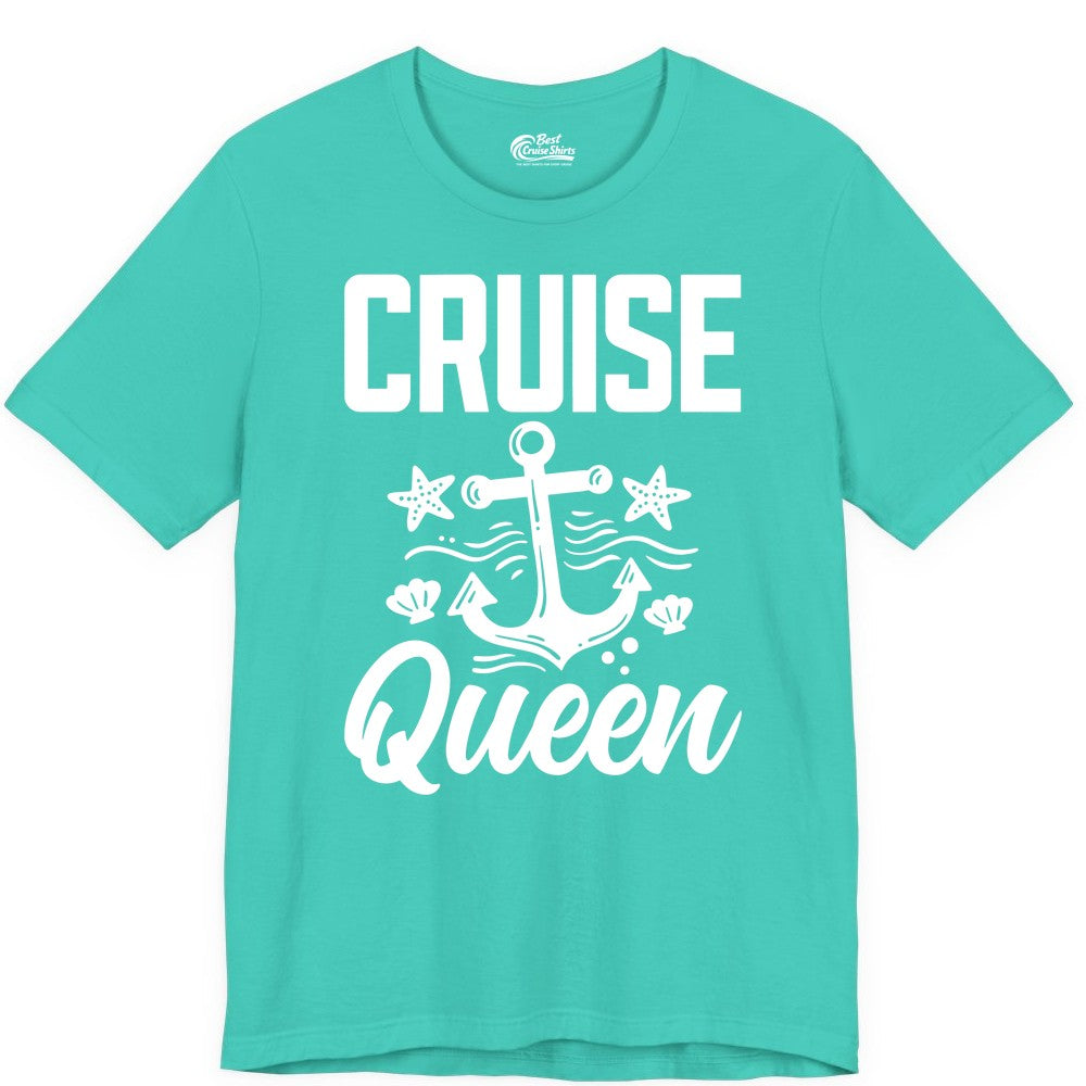 Cruise Queen Shirt - Nautical Anchor & Starfish Fun Cruise Shirt (Premium Tee) in Teal - Cruise Queen Shirt - Nautical Anchor and Starfish Graphic Tee