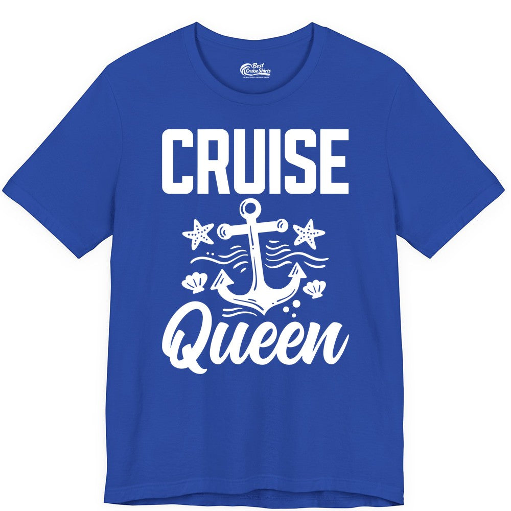 Cruise Queen Shirt - Nautical Anchor & Starfish Fun Cruise Shirt (Premium Tee) in True Royal - Cruise Queen Shirt - Nautical Anchor and Starfish Graphic Tee