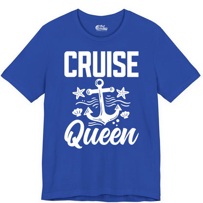 Cruise Queen Shirt - Nautical Anchor & Starfish Fun Cruise Shirt (Premium Tee) in True Royal - Cruise Queen Shirt - Nautical Anchor and Starfish Graphic Tee