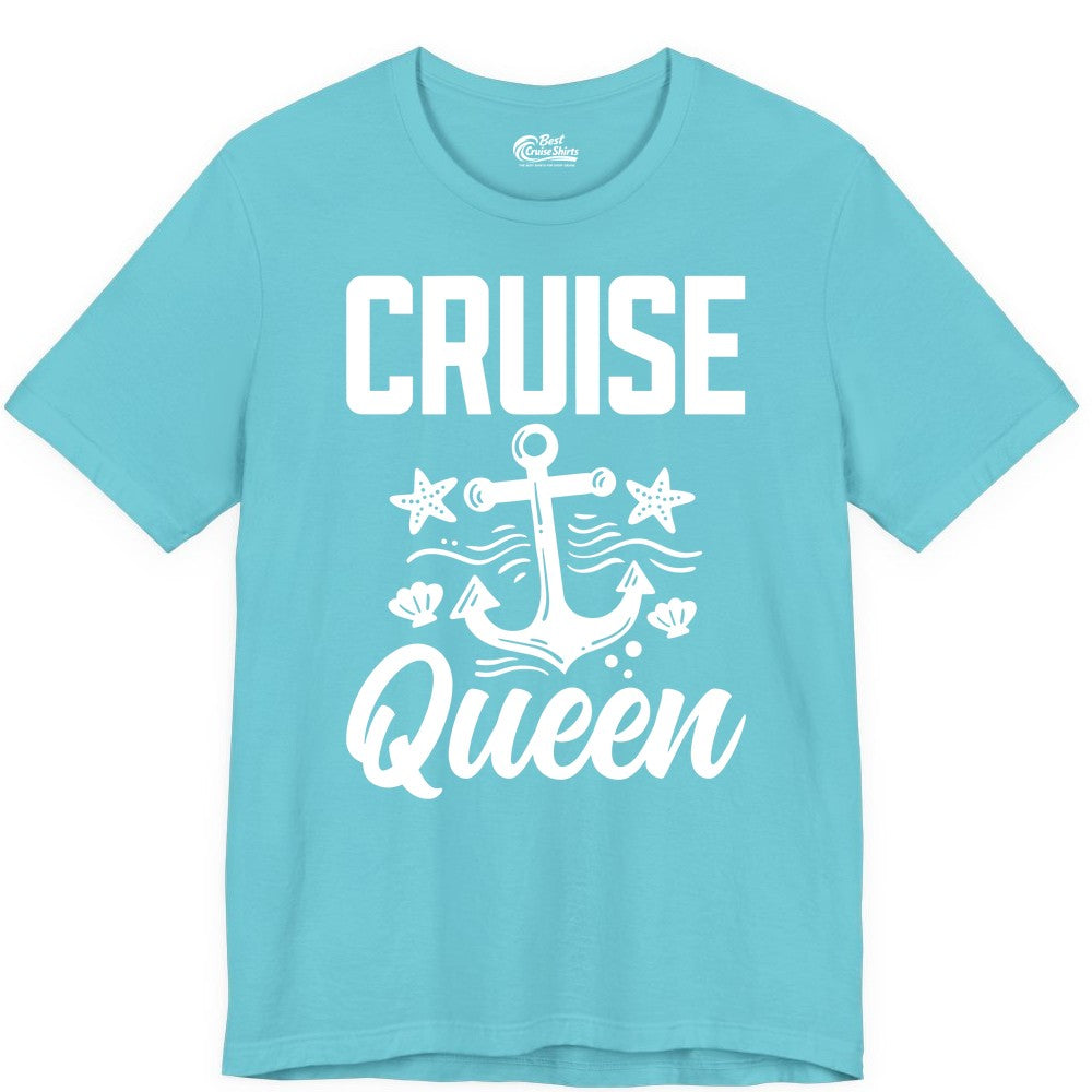 Cruise Queen Shirt - Nautical Anchor & Starfish Fun Cruise Shirt (Premium Tee) in Turquoise - Cruise Queen Shirt - Nautical Anchor and Starfish Graphic Tee
