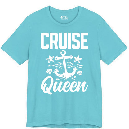 Cruise Queen Shirt - Nautical Anchor & Starfish Fun Cruise Shirt (Premium Tee) in Turquoise - Cruise Queen Shirt - Nautical Anchor and Starfish Graphic Tee