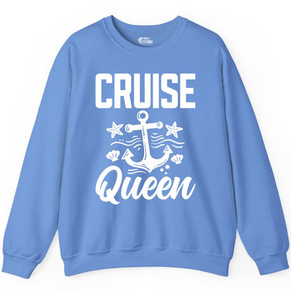 Cruise Queen Shirt - Nautical Anchor & Starfish Fun Cruise Shirt (Sweatshirt) in Carolina Blue - Cruise Queen Shirt - Nautical Anchor and Starfish Graphic Tee