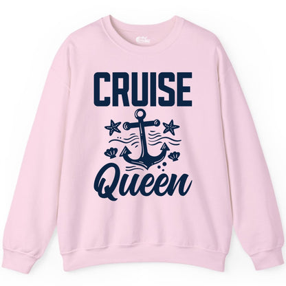 Cruise Queen Shirt - Nautical Anchor & Starfish Fun Cruise Shirt (Sweatshirt) in Light Pink - Cruise Queen Shirt - Nautical Anchor and Starfish Graphic Tee
