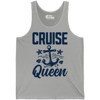Cruise Queen Shirt - Nautical Anchor & Starfish Fun Cruise Shirt (Tank Top) in Athletic Heather - Cruise Queen Shirt - Nautical Anchor and Starfish Graphic Tee
