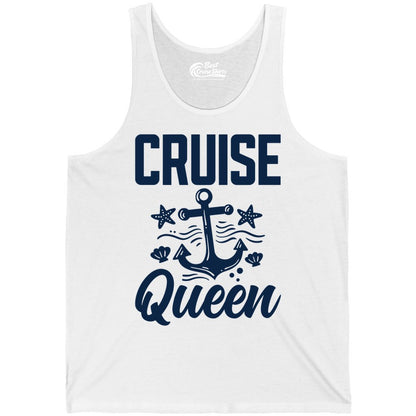 Cruise Queen Shirt - Nautical Anchor & Starfish Fun Cruise Shirt (Tank Top) in White - Cruise Queen Shirt - Nautical Anchor and Starfish Graphic Tee