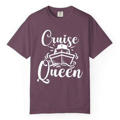 Cruise Queen Shirt - Girls Cruise Top for Nautical Vacations & Trips (Comfort Color) in Berry - Cruise Queen Shirt - Nautical Ladies Getaway Bold Cruise Ship Design