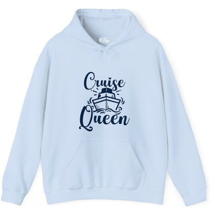 Cruise Queen Shirt - Girls Cruise Top for Nautical Vacations & Trips (Hoodie) in Light Blue - Cruise Queen Shirt - Nautical Ladies Getaway Bold Cruise Ship Design