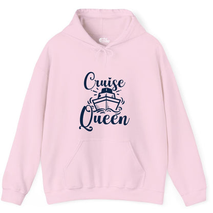 Cruise Queen Shirt - Girls Cruise Top for Nautical Vacations & Trips (Hoodie) in Light Pink - Cruise Queen Shirt - Nautical Ladies Getaway Bold Cruise Ship Design