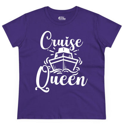 Cruise Queen Shirt - Girls Cruise Top for Nautical Vacations & Trips (Ladies Tee) in Purple - Cruise Queen Shirt - Nautical Ladies Getaway Bold Cruise Ship Design