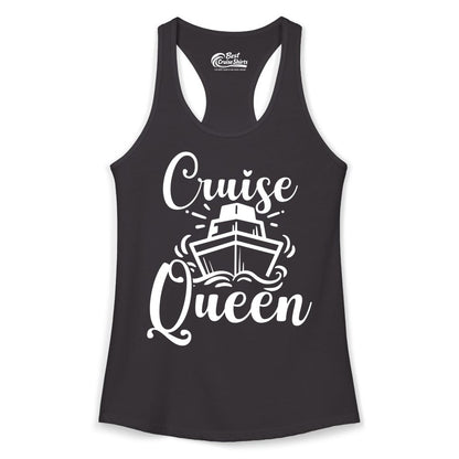 Cruise Queen Shirt - Girls Cruise Top for Nautical Vacations & Trips (Ladies Tank) in Black - Cruise Queen Shirt - Nautical Ladies Getaway Bold Cruise Ship Design