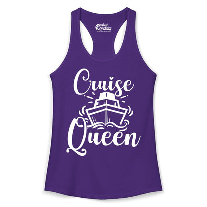 Cruise Queen Shirt - Girls Cruise Top for Nautical Vacations & Trips (Ladies Tank) in Solid Purple Rush - Cruise Queen Shirt - Nautical Ladies Getaway Bold Cruise Ship Design