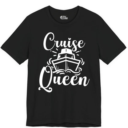 Cruise Queen Shirt - Girls Cruise Top for Nautical Vacations & Trips (Premium Tee) in Black - Cruise Queen Shirt - Nautical Ladies Getaway Bold Cruise Ship Design