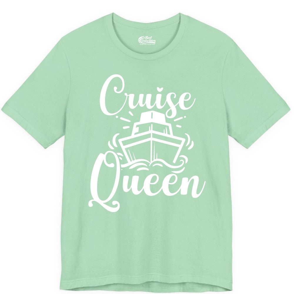 Cruise Queen Shirt - Girls Cruise Top for Nautical Vacations & Trips (Premium Tee) in Mint - Cruise Queen Shirt - Nautical Ladies Getaway Bold Cruise Ship Design