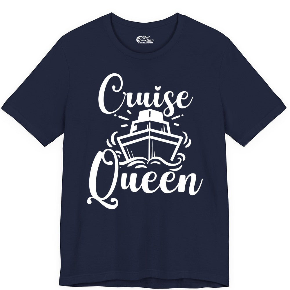 Cruise Queen Shirt - Girls Cruise Top for Nautical Vacations & Trips (Premium Tee) in Navy - Cruise Queen Shirt - Nautical Ladies Getaway Bold Cruise Ship Design
