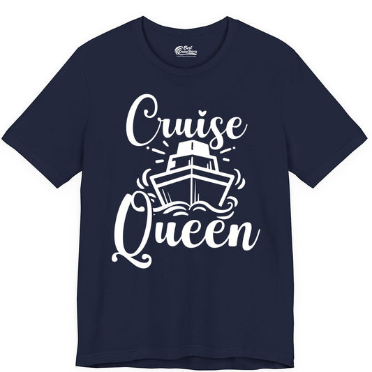 Cruise Queen Shirt - Girls Cruise Top for Nautical Vacations & Trips (Premium Tee) in Navy - Cruise Queen Shirt - Nautical Ladies Getaway Bold Cruise Ship Design