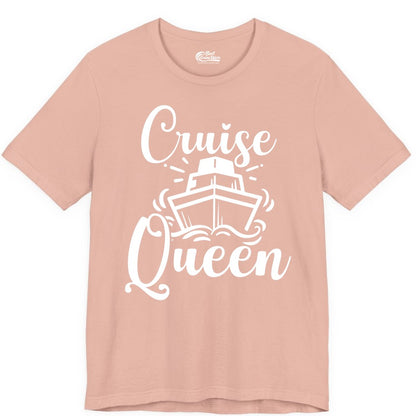 Cruise Queen Shirt - Girls Cruise Top for Nautical Vacations & Trips (Premium Tee) in Peach - Cruise Queen Shirt - Nautical Ladies Getaway Bold Cruise Ship Design