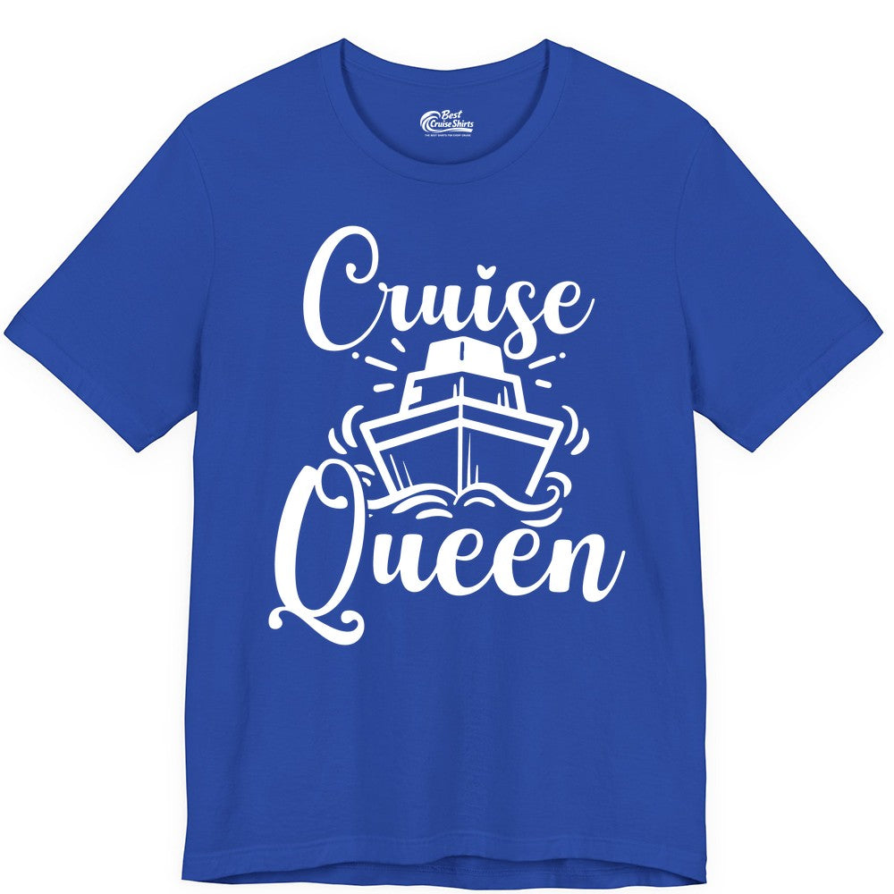 Cruise Queen Shirt - Girls Cruise Top for Nautical Vacations & Trips (Premium Tee) in True Royal - Cruise Queen Shirt - Nautical Ladies Getaway Bold Cruise Ship Design