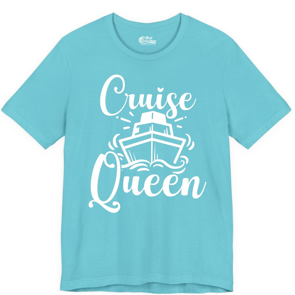 Cruise Queen Shirt - Girls Cruise Top for Nautical Vacations & Trips (Premium Tee) in Turquoise - Cruise Queen Shirt - Nautical Ladies Getaway Bold Cruise Ship Design