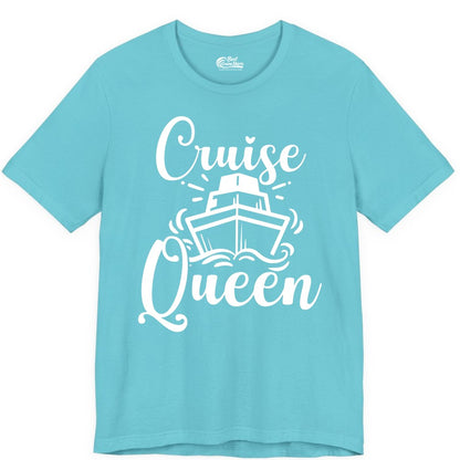 Cruise Queen Shirt - Girls Cruise Top for Nautical Vacations & Trips (Premium Tee) in Turquoise - Cruise Queen Shirt - Nautical Ladies Getaway Bold Cruise Ship Design