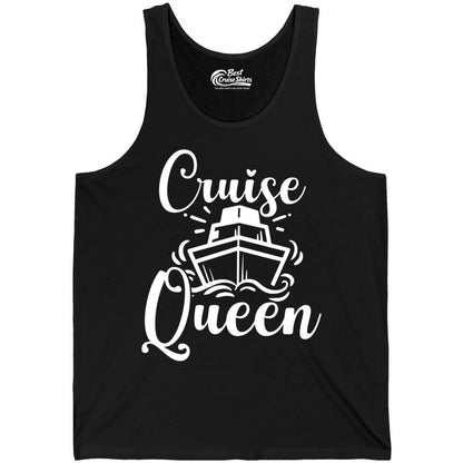 Cruise Queen Shirt - Girls Cruise Top for Nautical Vacations & Trips (Tank Top) in Black - Cruise Queen Shirt - Nautical Ladies Getaway Bold Cruise Ship Design