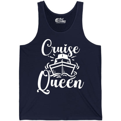 Cruise Queen Shirt - Girls Cruise Top for Nautical Vacations & Trips (Tank Top) in Navy - Cruise Queen Shirt - Nautical Ladies Getaway Bold Cruise Ship Design