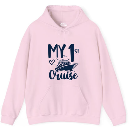 My First Cruise Shirt - Cruise Trip Shirt for First Time Cruisers (Hoodie) in Light Pink - My First Cruise Shirt - Playful Lettering with Ship Heart Seagulls