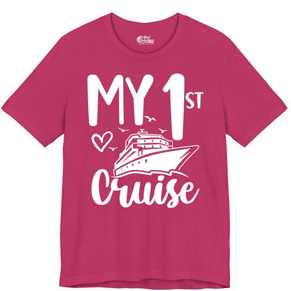 My First Cruise Shirt - Cruise Trip Shirt for First Time Cruisers (Premium Tee) in Berry - My First Cruise Shirt - Playful Lettering with Ship Heart Seagulls