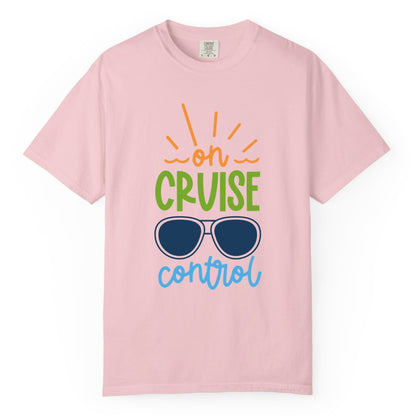 On Cruise Control Shirt - Fun Cruise Ship Apparel for Vacationers (Comfort Color) in Blossom - On Cruise Control Shirt - Bold Sunglasses Vacation Relaxation Design